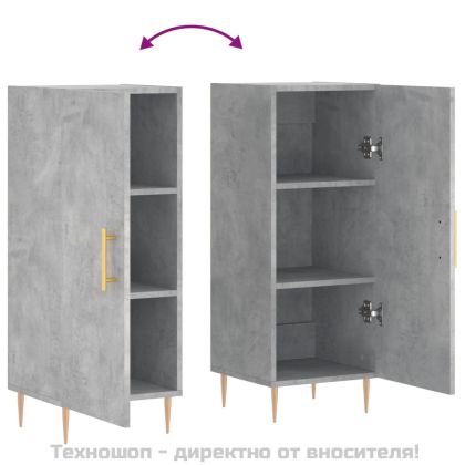 Сайдборд, бетонно сив, 34,5x34x90 см, инженерно дърво