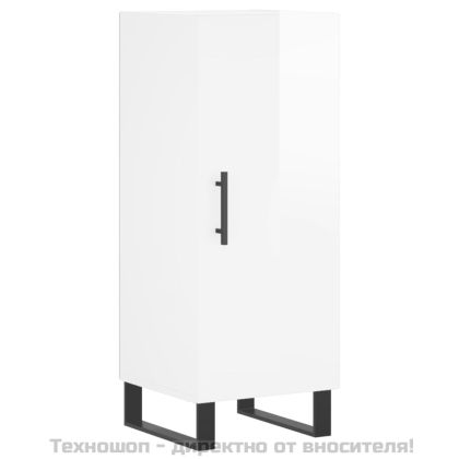 Сайдборд, бял гланц, 34,5x34x90 см, инженерно дърво