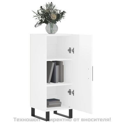 Сайдборд, бял гланц, 34,5x34x90 см, инженерно дърво