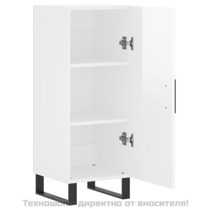 Сайдборд, бял гланц, 34,5x34x90 см, инженерно дърво