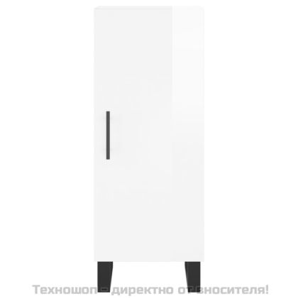 Сайдборд, бял гланц, 34,5x34x90 см, инженерно дърво