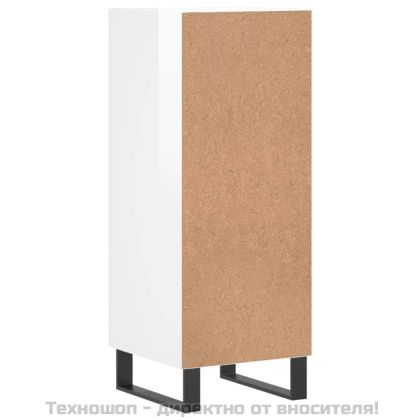 Сайдборд, бял гланц, 34,5x34x90 см, инженерно дърво