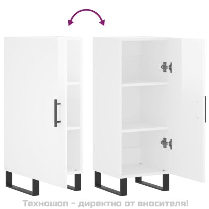 Сайдборд, бял гланц, 34,5x34x90 см, инженерно дърво