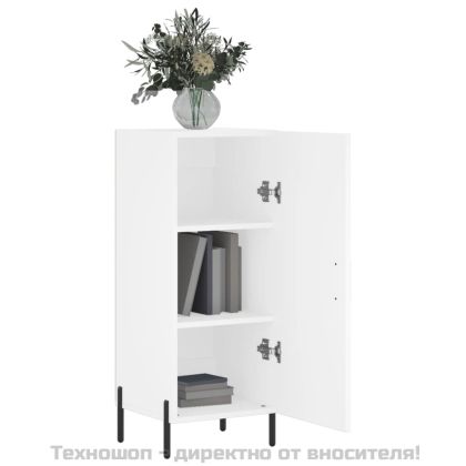 Сайдборд, бял, 34,5x34x90 см, инженерно дърво