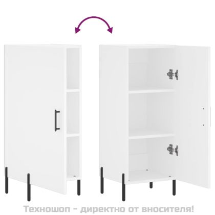 Сайдборд, бял, 34,5x34x90 см, инженерно дърво