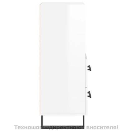 Сайдборд, бял гланц, 34,5x34x90 см, инженерно дърво