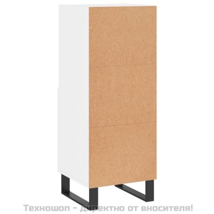 Сайдборд, бял гланц, 34,5x34x90 см, инженерно дърво