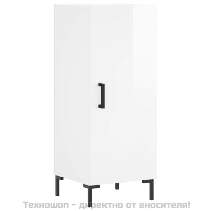 Сайдборд, бял гланц, 34,5x34x90 см, инженерно дърво