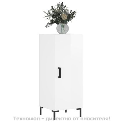 Сайдборд, бял гланц, 34,5x34x90 см, инженерно дърво