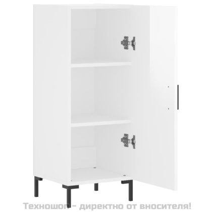 Сайдборд, бял гланц, 34,5x34x90 см, инженерно дърво