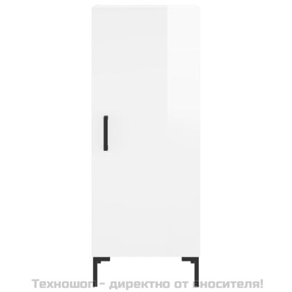 Сайдборд, бял гланц, 34,5x34x90 см, инженерно дърво