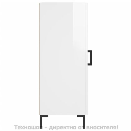 Сайдборд, бял гланц, 34,5x34x90 см, инженерно дърво