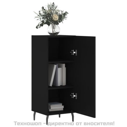 Сайдборд, черен, 34,5x34x90 см, инженерно дърво
