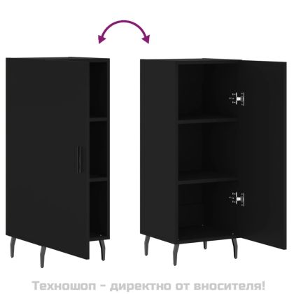 Сайдборд, черен, 34,5x34x90 см, инженерно дърво