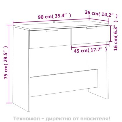 Конзолна маса, черна, 90x36x75 см, инженерно дърво