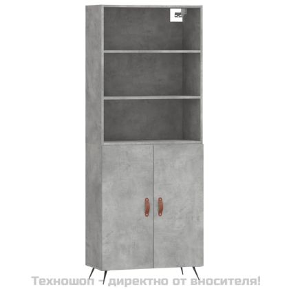 Висок шкаф, бетонно сив, 69,5x34x180 см, инженерно дърво