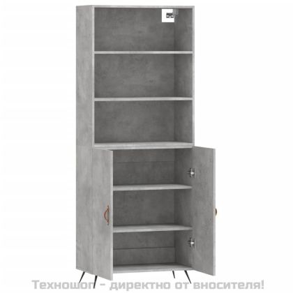 Висок шкаф, бетонно сив, 69,5x34x180 см, инженерно дърво