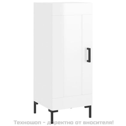 Сайдборд, бял гланц, 34,5x34x90 см, инженерно дърво