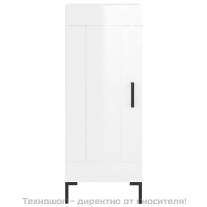 Сайдборд, бял гланц, 34,5x34x90 см, инженерно дърво