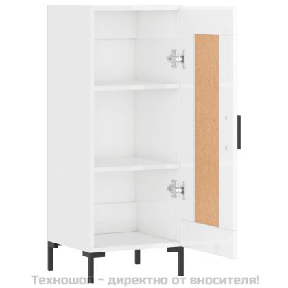 Сайдборд, бял гланц, 34,5x34x90 см, инженерно дърво