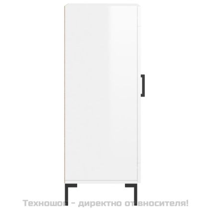 Сайдборд, бял гланц, 34,5x34x90 см, инженерно дърво