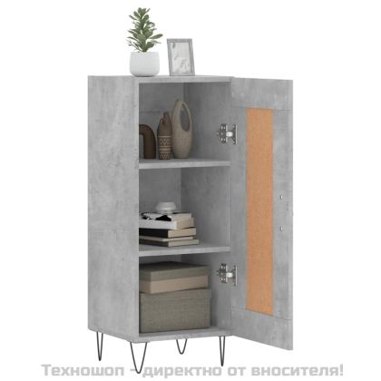 Сайдборд, бетонно сив, 34,5x34x90 см, инженерно дърво