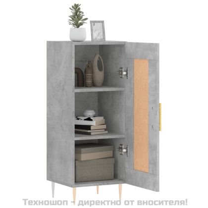 Сайдборд, бетонно сив, 34,5x34x90 см, инженерно дърво