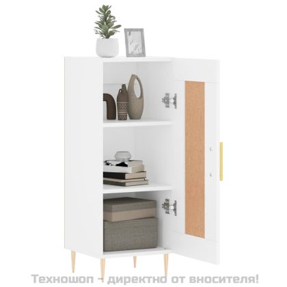 Сайдборд, бял, 34,5x34x90 см, инженерно дърво