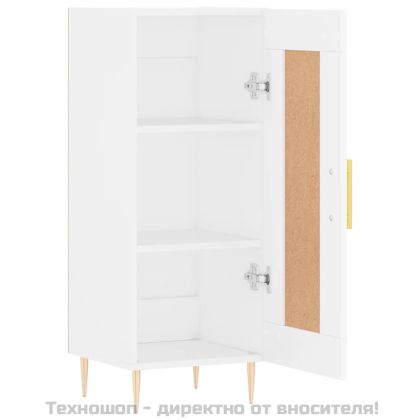 Сайдборд, бял, 34,5x34x90 см, инженерно дърво