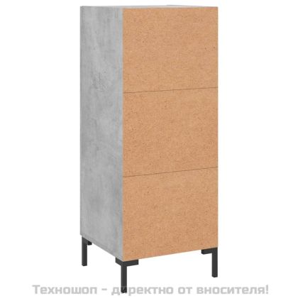 Сайдборд, бетонно сив, 34,5x34x90 см, инженерно дърво