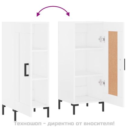 Сайдборд, бял, 34,5x34x90 см, инженерно дърво