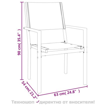 Градински трапезен комплект 3 части черен стомана и текстилен