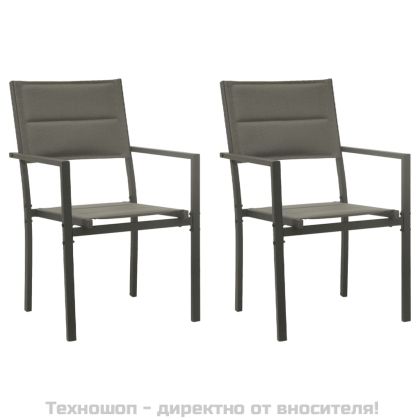 Градински трапезен комплект 3 части черен стомана и текстилен