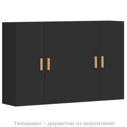 Стенни шкафове, 2 бр, черни, инженерно дърво