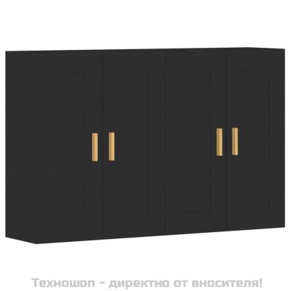 Стенни шкафове, 2 бр, черни, инженерно дърво