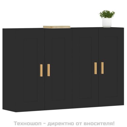 Стенни шкафове, 2 бр, черни, инженерно дърво
