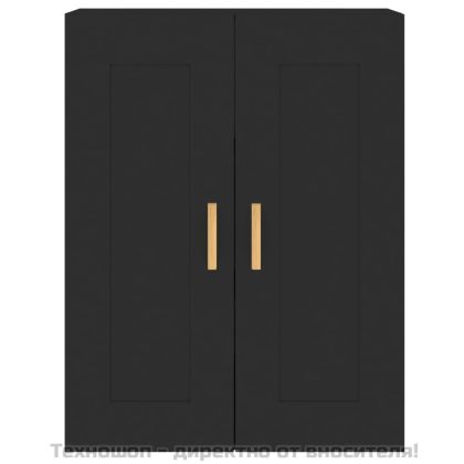 Стенни шкафове, 2 бр, черни, инженерно дърво