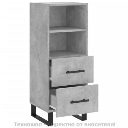 Сайдборд, бетонно сив, 34,5x34x90 см, инженерно дърво