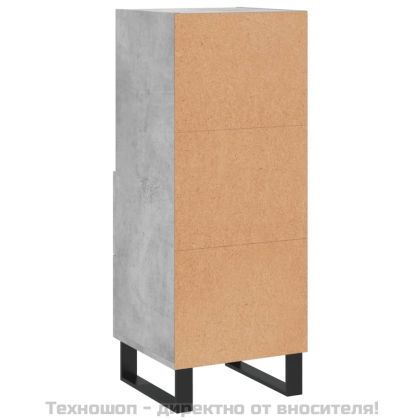 Сайдборд, бетонно сив, 34,5x34x90 см, инженерно дърво