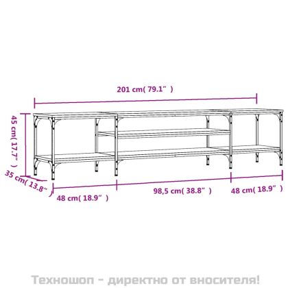 ТB шкаф, опушен дъб, 201x35x45 см, инженерно дърво и желязо