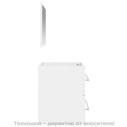 Шкаф за баня с огледало, бял, инженерно дърво