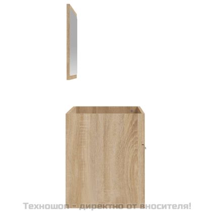 Шкаф за баня с огледало, сонома дъб, инженерно дърво