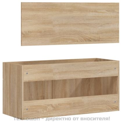 Шкаф за баня с огледало, сонома дъб, инженерно дърво