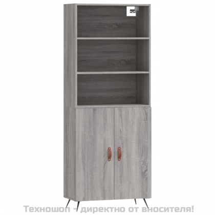 Висок шкаф, сив сонома, 69,5x34x180 см, инженерно дърво
