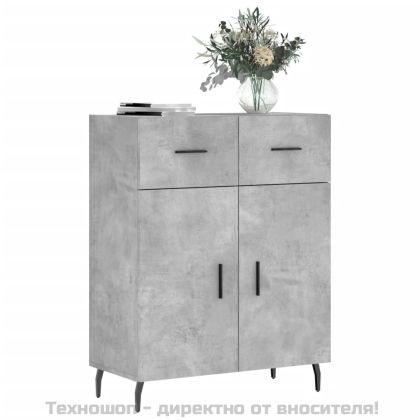 Сайдборд, бетонно сив, 69,5x34x90 см, инженерно дърво