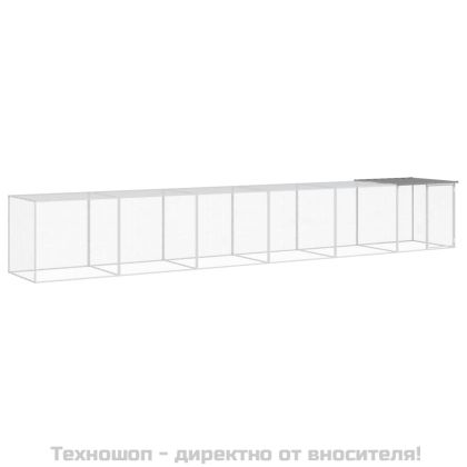 Клетка за пилета с покрив светлосива 603x98x90 см стомана