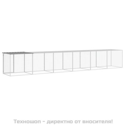 Клетка за пилета с покрив светлосива 603x98x90 см стомана