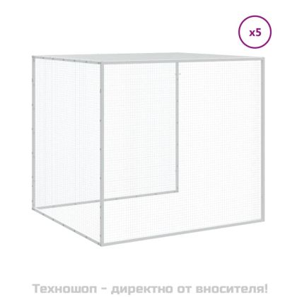 Клетка за пилета с покрив светлосива 603x98x90 см стомана