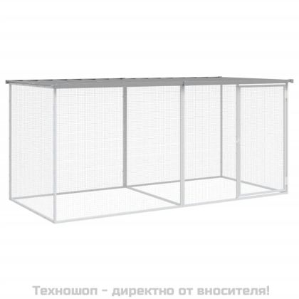 Клетка за пилета с покрив, светло сива, 203x98x90 см, поцинкована стомана