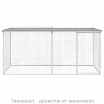 Клетка за пилета с покрив, светло сива, 203x98x90 см, поцинкована стомана